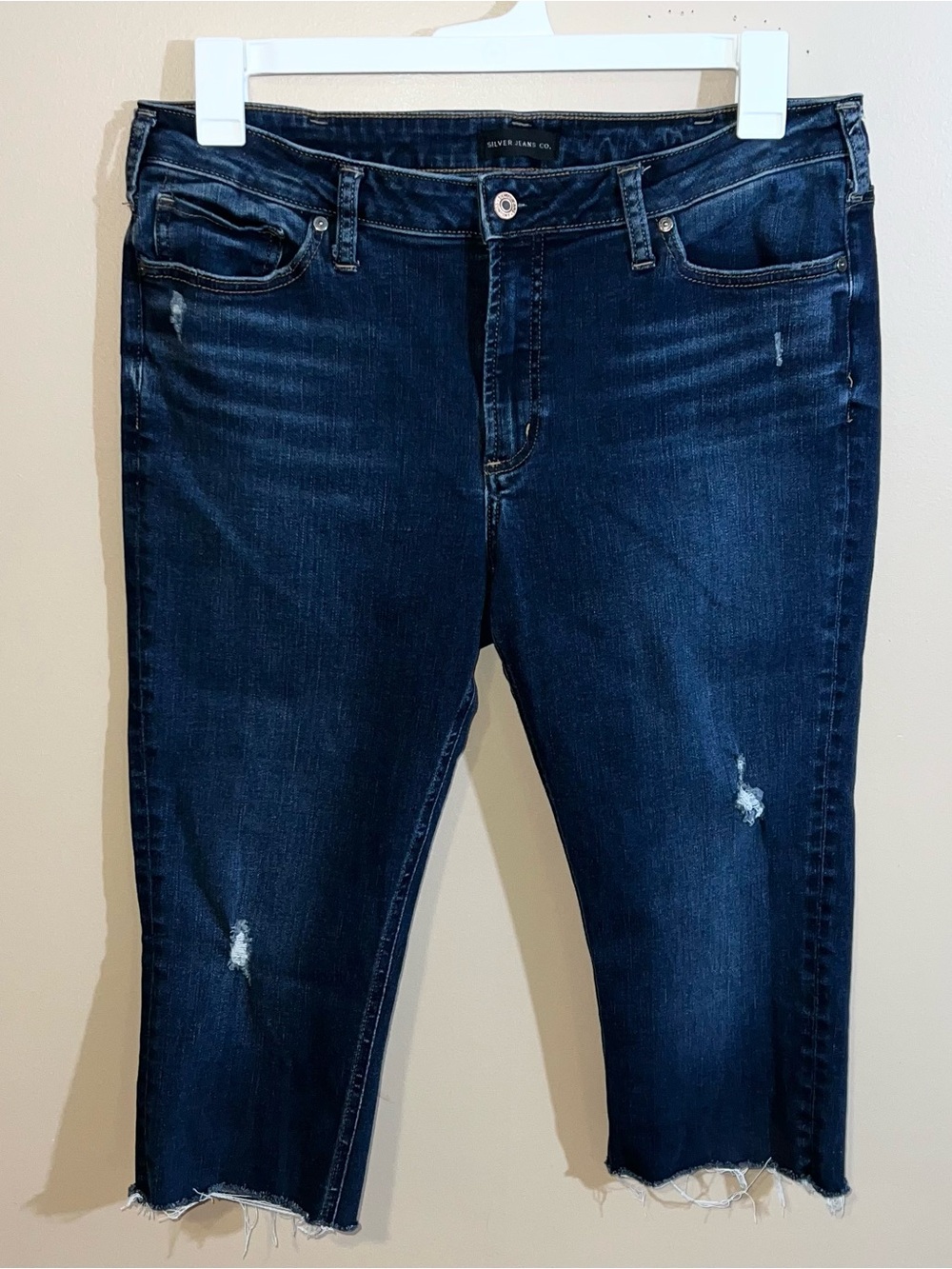 Silver Jeans CO. Most Wanted Skinny Crop Jeans Women’s 34x19 Blue Dark Wash - Picture 2 of 5